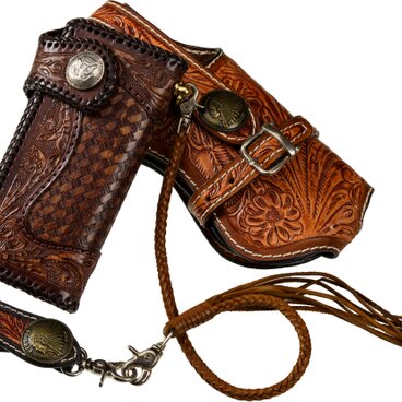 バイカーズウオレット ４点セット ハンドメイド レザーウォレット 本革 財布 長財布 カービング バイカー ウエスタン