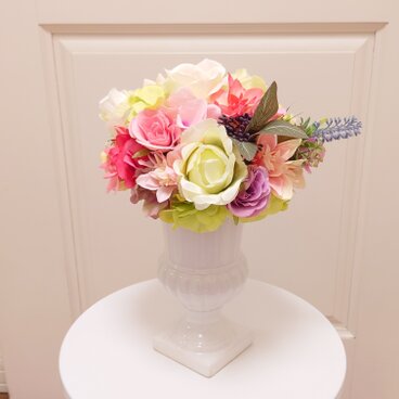 グリーンローズとピンクローズのアートフラワー