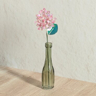 ピンクの紫陽花のインテリアフラワー｜半透明で艶のあるディップフラワーの造花、母の日ギフトにも