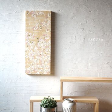 春のファブリックパネル 桜 SAKURA ベージュ 寝室 オブジェ 壁掛け アートパネル 日本製