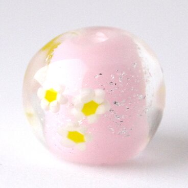 白い小花のとんぼ玉