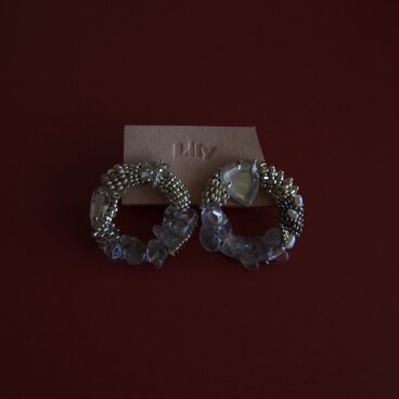 " Lily collage earrings " - agate -