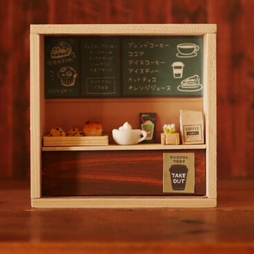 木の箱ミニチュアナチュラルコーヒーショップインテリア