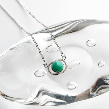 二ツ輪【Jade】 七宝焼ペンダント 純銀張七宝