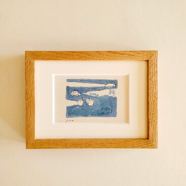 「夜」原画 イラスト ※木製額縁入り（2Lサイズ）水彩 ドローイング　インテリアアート