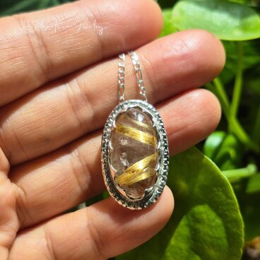 大きめ 美麗なタイチンルチル シルバーネックレス