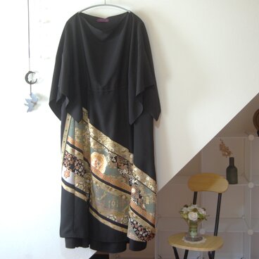 展示品　宝相華文様の留袖ドレス＊ダブルスカート　着物リメイク