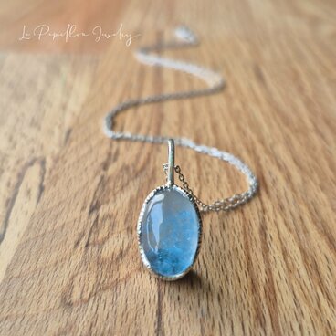 瑞々しい ナチュラルアクアマリン　シルバーネックレス