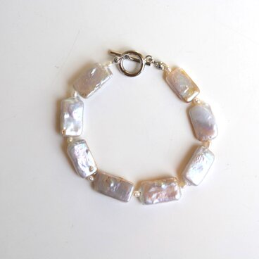 スクエア型淡水パールのブレスレット◆送料無料♪