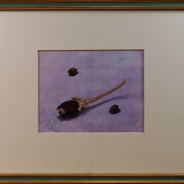 アクリル「紫背景の中のストロベリーコーン」