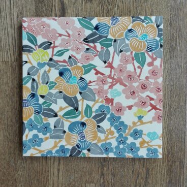 紅型染めファブリックパネル【椿 】