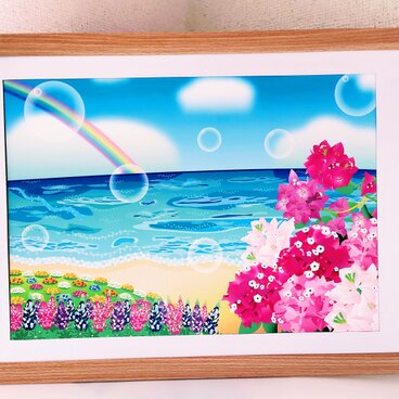 ポスター　ブーゲンビリアと海　(B4サイズ)