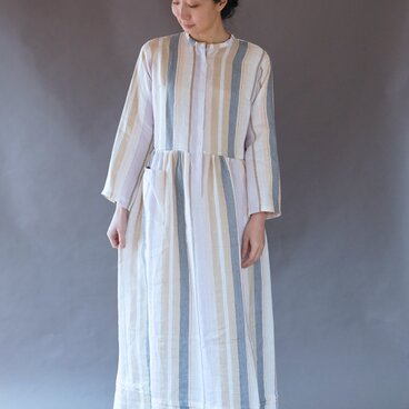 【受注制作】トラディショナルアーミッシュドレス◇リネンストライプ（ナイロン混）