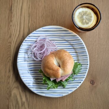 色違呉須縞紋　プレート(中)