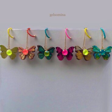 ★Neon Butterfly | Tropical Rainforest ★イヤーカフ 片耳