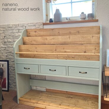 ［hana様］引き出し付き　絵本棚　W850 本棚　えほん棚　◻︎モスグリーン