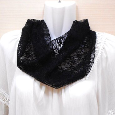 3点のみ☆レースのスヌード（黒花・ねじり一重）スカーフ・付け衿感覚で☆