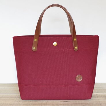 レザーハンドル 帆布トートバッグ ボルドー