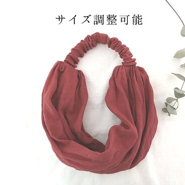 調整可能＊リネンのターバン...ストロベリー...薄手