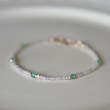 フランスヴィンテージビーズ　ザンビア産エメラルドのブレスレット（14kgf）