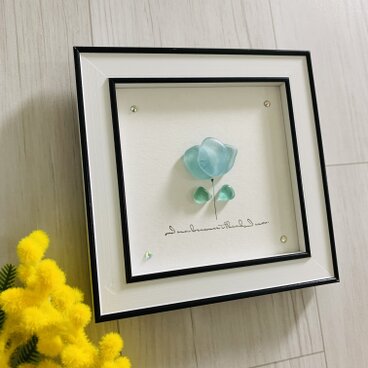 シーグラスアート 癒しの光 花 海の宝石 ガラス細工 インテリア雑貨 置物 観葉植物  北欧ガラス細工 贈り物 プレゼント