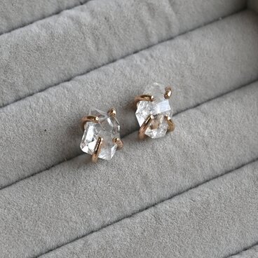 ハーキマーダイヤモンド14kgfスタッドピアス/grand　（両耳・ペア）　