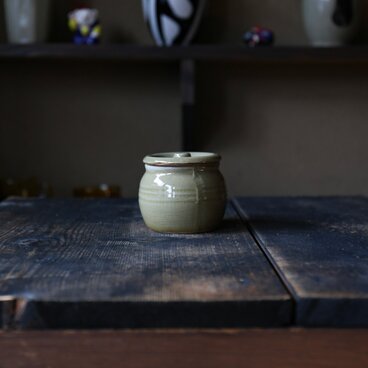 紅しょうがや佃煮、なめ茸、福神漬けなどのお漬物入れにおすすめ　お漬物甕（かめ）砂糖壺（小）生成