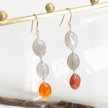 【イヤリング交換可能　ピアス】　アゲート