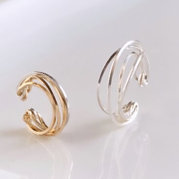 silver925×14kgf  diagonal radial イヤーカフ 2点セット