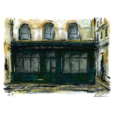 「Le Bar a Soupes」絵画 風景画 パリ 版画 インテリアアート