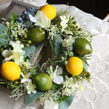 レモンのリース　造花