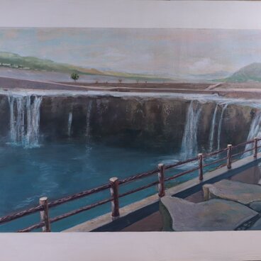 アクリル「原尻の滝」