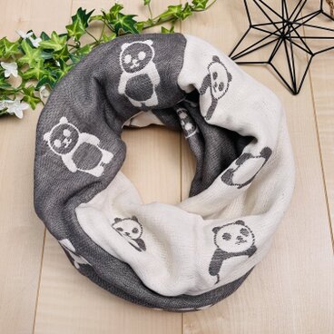 ☆パンダ柄☆肌に優しい天然素材☆12重ガーゼねじりスヌード☆かぶるだけでオシャレ☆手間かからず☆