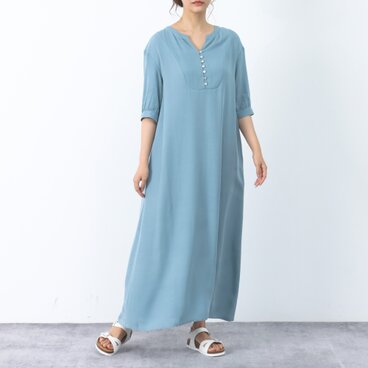 ひんやり　夏生地　半袖　ロングワンピース ♪オーダーサイズ可