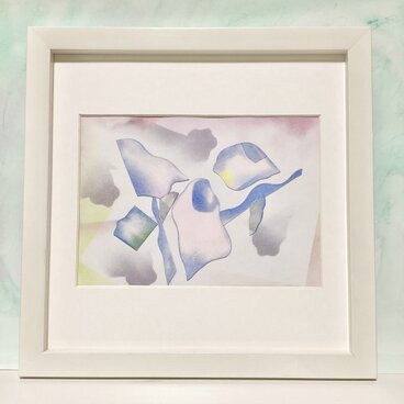 パステル画　青い薔薇