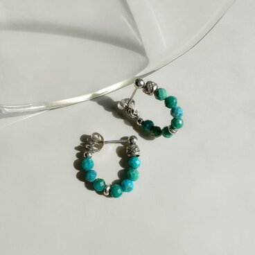 ターコイズミニフープピアス SV925＆カレンシルバー/イヤリングに金具変更可のコピーのコピー