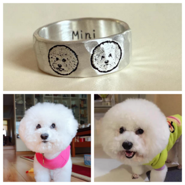 【うちの子 オーダー】うちの子 指輪 プラスサイズのリング 彫刻 愛犬 写真 プリント 999 シルバー 愛猫 ペット 動物