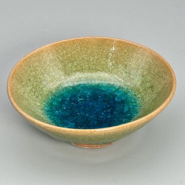 灰釉彩貫入盃(小鉢・青　黒井博史　作)