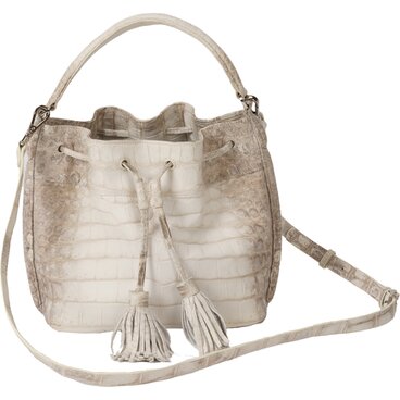 ヒマラヤクロコダイル バッグ レディース 本物 高級 ハンドバッグ 2WAY 白 グレー グラデーション 希少 レア