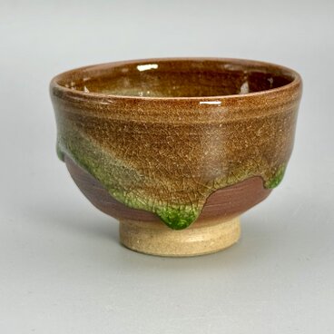 灰釉彩貫入ぐい呑(小鉢・黄緑　黒井博史　作)