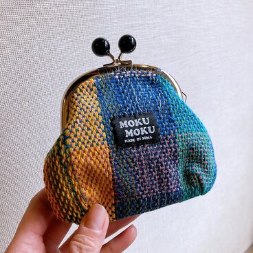 さをり織がま口ポーチ