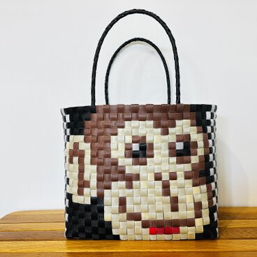 チンパンジー　猿★お散歩バック★プラかご★エコバッグ　プラバッグ　メルカドバッグ　ppバンド Ｌサイズ