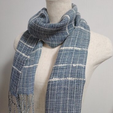 綿麻ストール・藍白