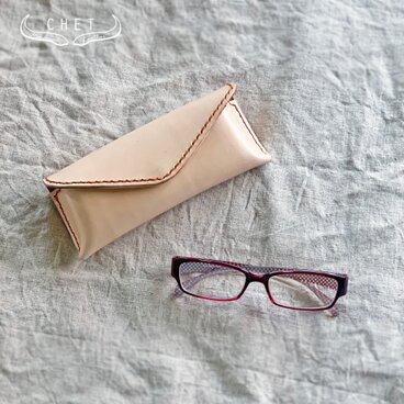 【刻印無料】レザー眼鏡ケース　ヌメ革ナチュラル