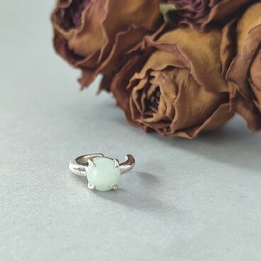 【1点もの】ビルマジェダイト/ビルマ翡翠/ペールグリーン/イヤーカフ/片耳/左右どちらでもOK/silver950