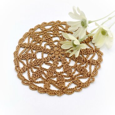 お花とリーフのドイリー/073/ブラウン