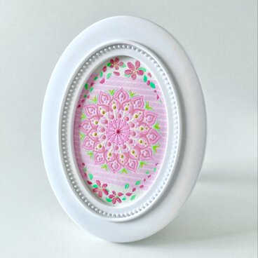 和紙にドットマンダラ  オバール型フレーム付き