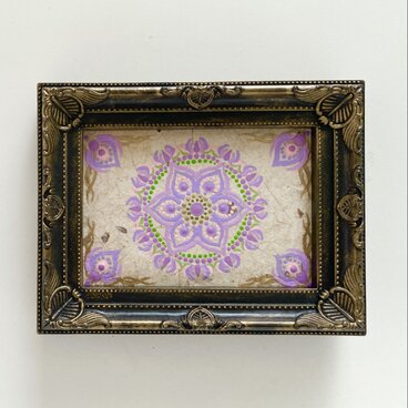 和紙にドットマンダラ　Lサイズ  アンティーク調フレーム付きのコピー