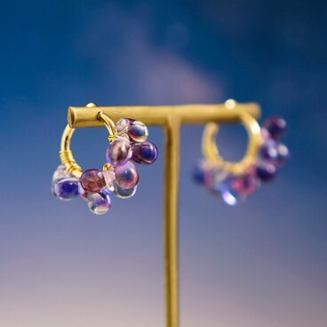 【イヤリング・小サイズ】マジックアワー 空の色 レースフープ