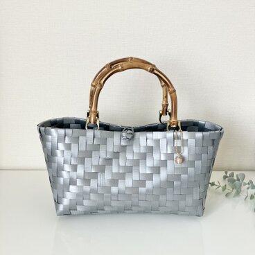 【新色】シルバーグレー/シンプル横長トート(Sサイズ)